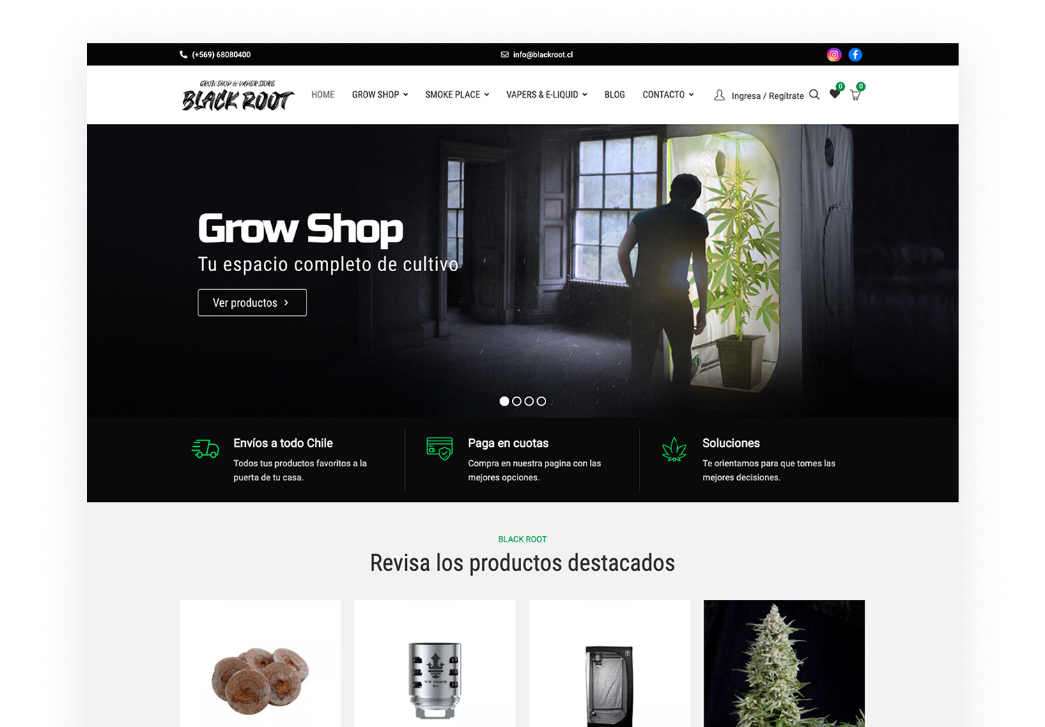 Diseño pagina web black Root
